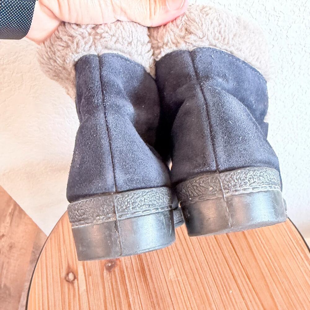 Yodelers Shearling Boots 7B Blue Suede Lace Up Made in USA Vintage Cozy - Picture 11 of 16
